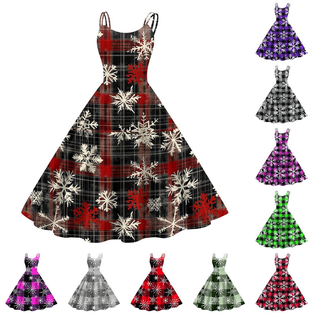 Children's Fashion Casual Christmas Print Sexy Off-the-shoulder Punk Retro Dress