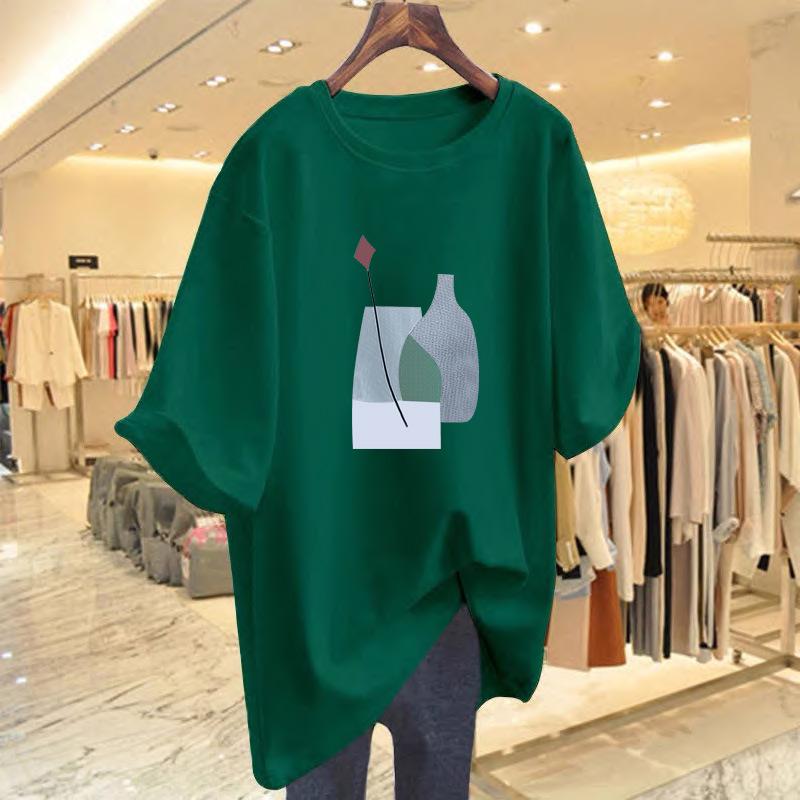Women's Round Neck Short Sleeve T-Shirt - 2025 Slimming, Versatile, Middle-Aged Style for Spring/Summer