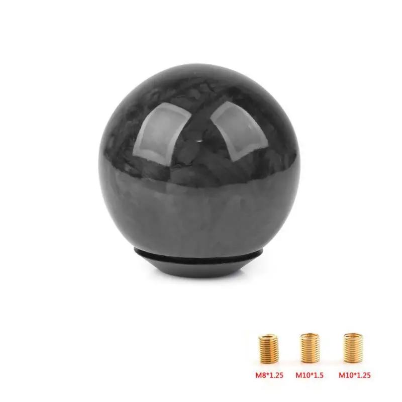 JDM Style Universal Oval/Sphere Carbon Fiber Manual Gear Shift Knob With 3 Adapter for Most Car Decorations Classic