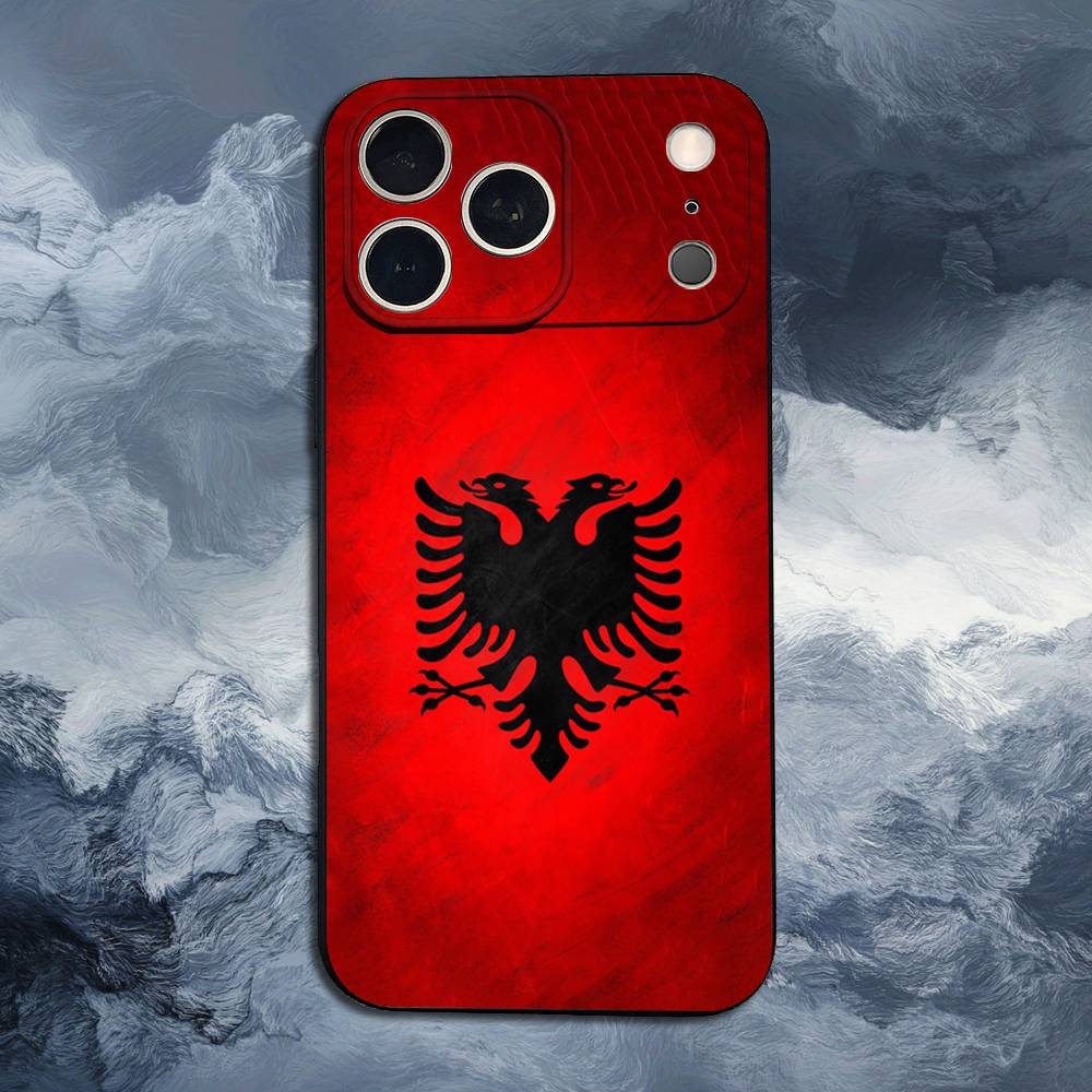 A-Albania F-Flag-ES For iPhone 13,16,11,14,17,12,15,Plus,Pro Max,XS,X,XR,SE,Mini,8,7,Phone Case Soft Silicone Black