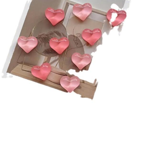 10pcs Adorable 3D Heart Fridge Magnets Resin Refrigerator Stickers Aesthetic Kitchen Decor Magnetic Whiteboard Decor for Girls