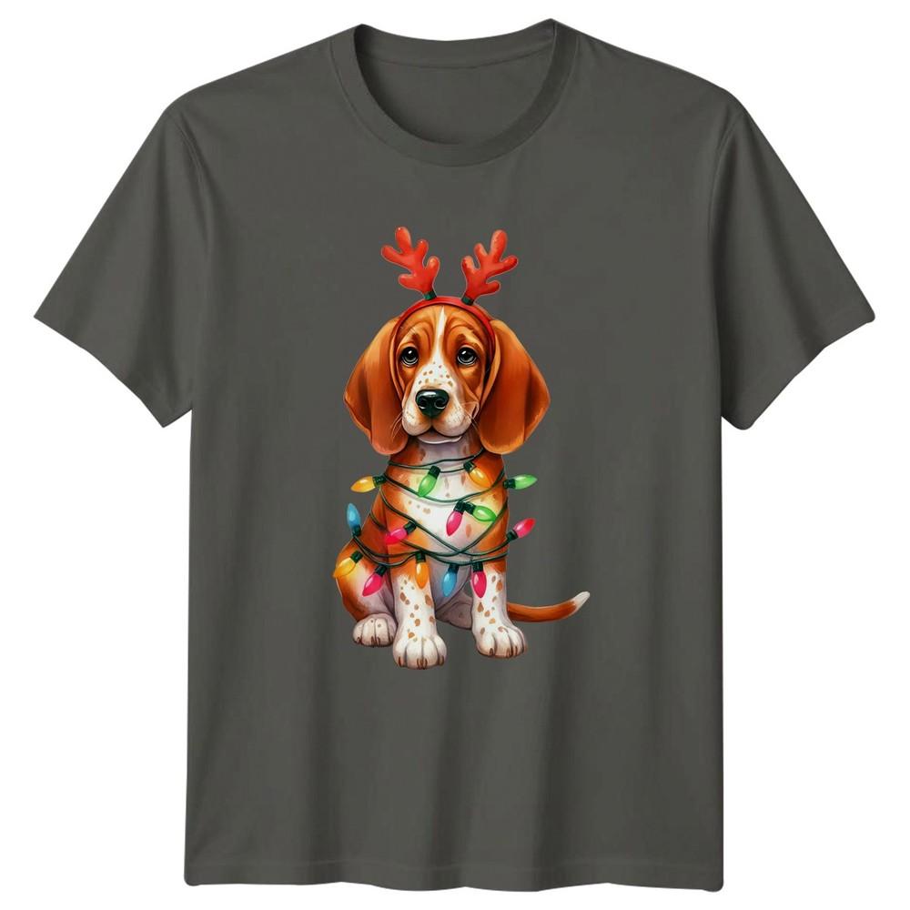 Christmas Dog Beagle Reindeer Lights Holiday Unisex Unisexs Unisexs Graphic Tee S