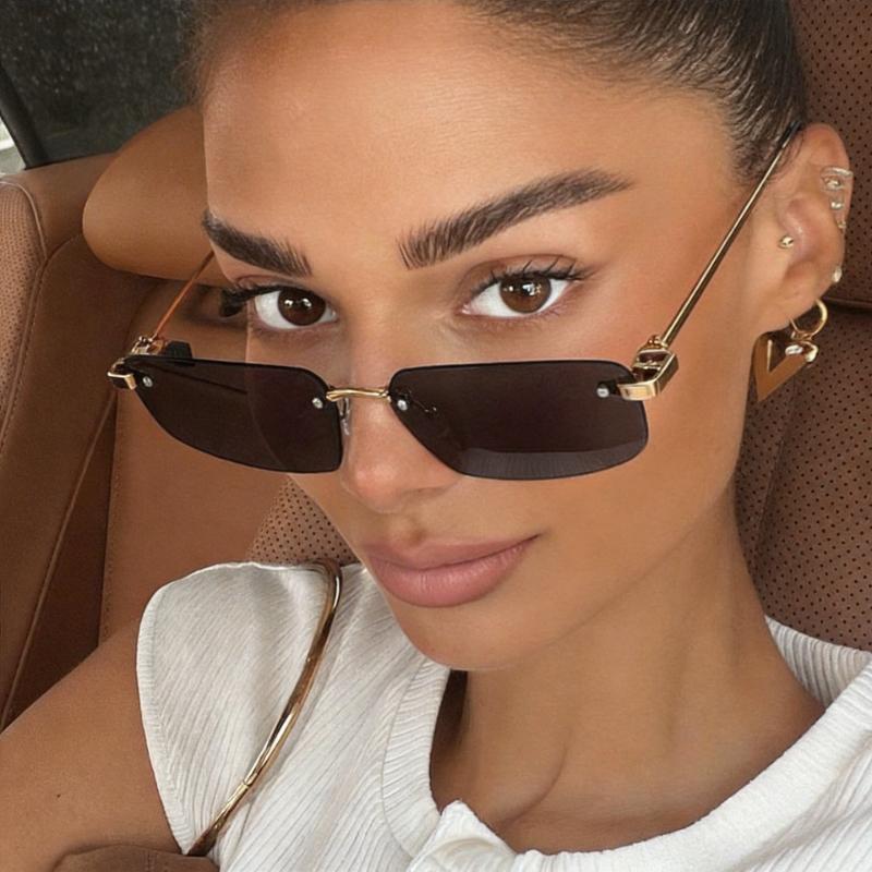 2026 New Frameless Beveled-Edge Sunglasses Women's Men's Y2K Street Style Fashion UV-Protective Eyewear Outdoor Travel Glasses