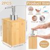 2Pcs Bamboo Soap Dispenser Refillable Pump Bottles Lotion Shampoo Liquid Hand Sanitizer Dispenser for Bathroom Kitchen