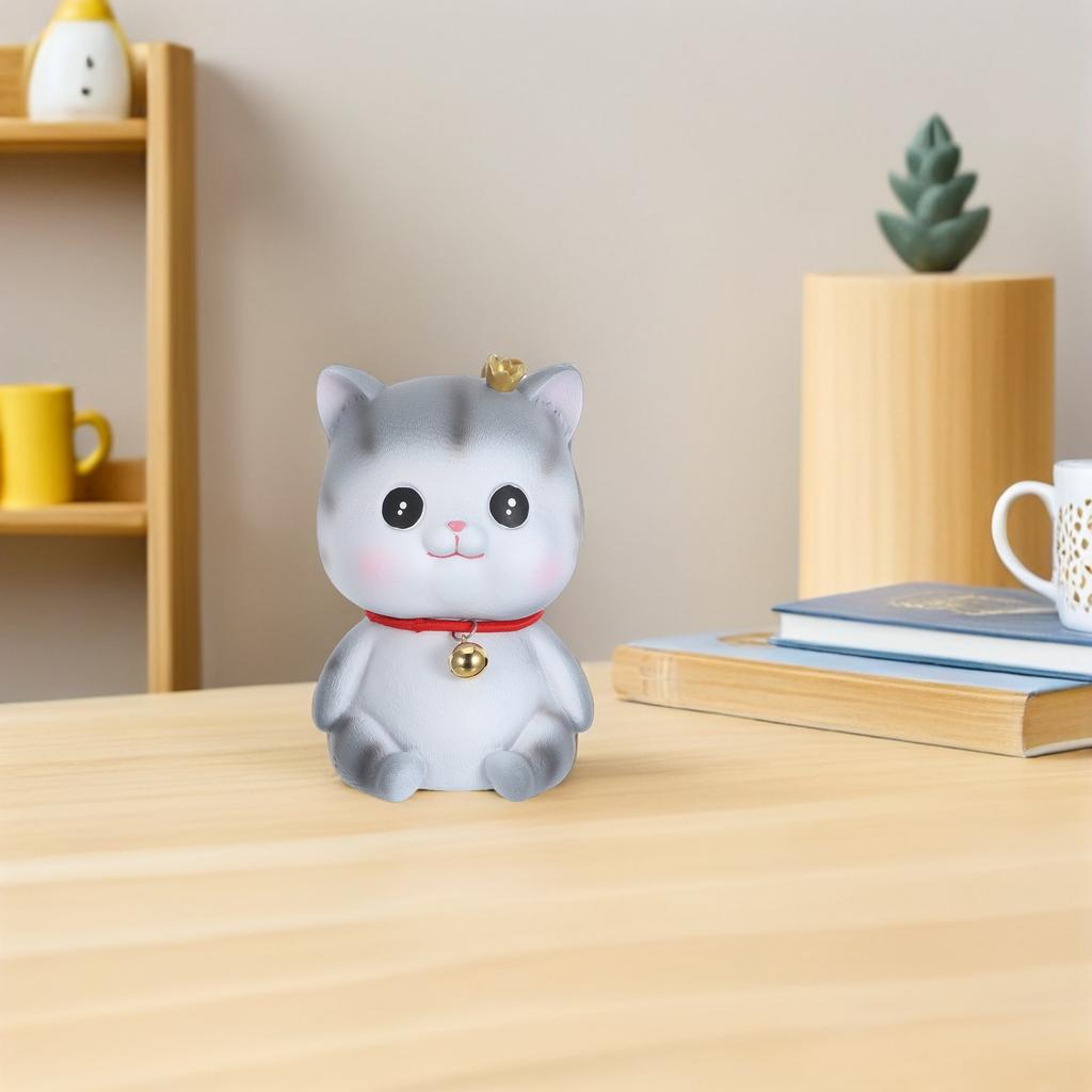 Cartoon Kitten Saving Pot Vinyl Money Pot Lovely Small Change Container Desktop Ornament Ideal for Kids Home Office