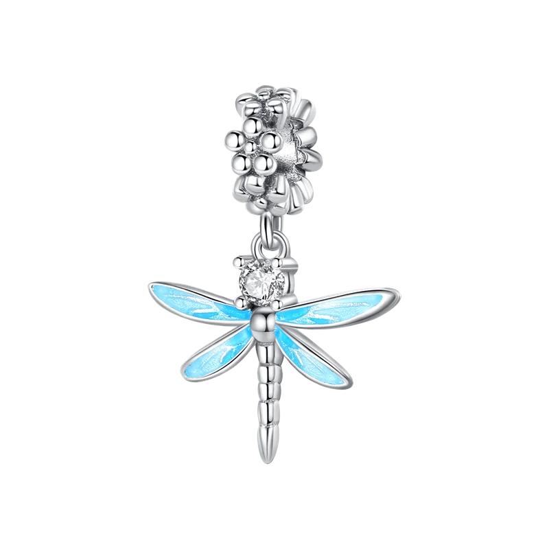 Copper Metal Blue Series Dragonfly Butterfly Bird Pansy Flower Pendant Bead Component Charm Bead Component Compatible With 4MM hole diameter Bracelet