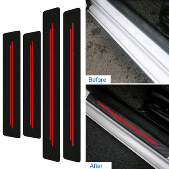 4x Car Door Plate Sill Scuff Sticker Anti Scratch Carbon Fiber Decal Accessories