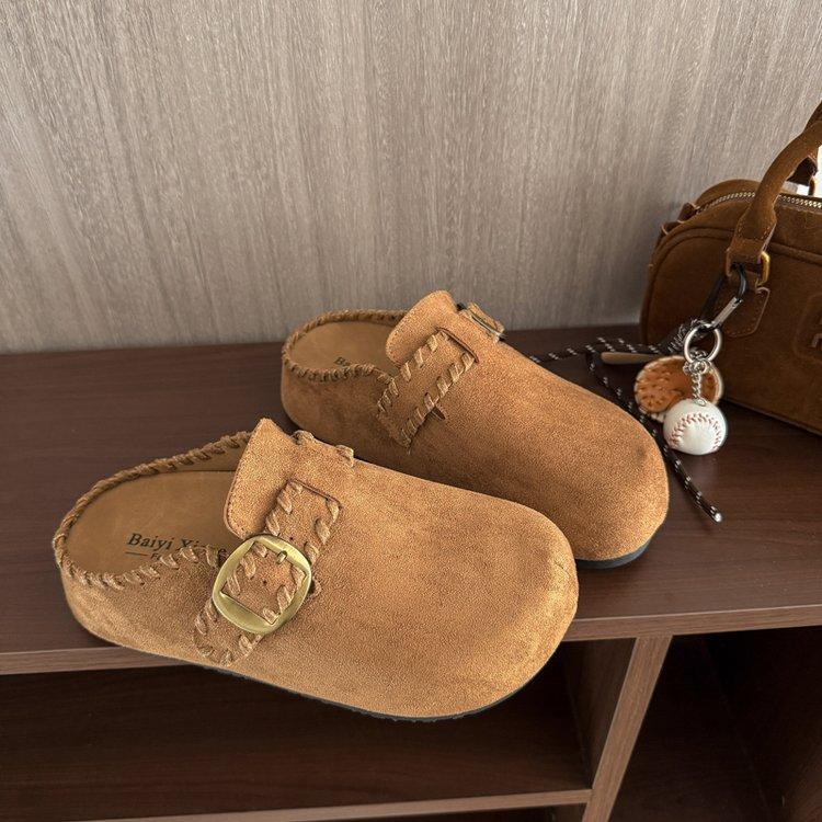 

Platform-soled Boken shoes bag head half slippers women s outer wear 2025 new summer and autumn retro one-pedal inner height increase Boken 40 верблюд