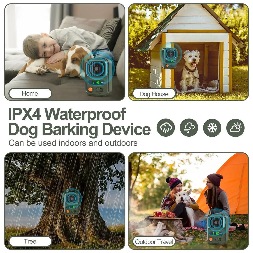 Auto Bark Deterrent Devices with 3 Modes,Anti Barking Devices, Rechargeable Dog Barking Silencer Sonic Barking Deterrent Indoor