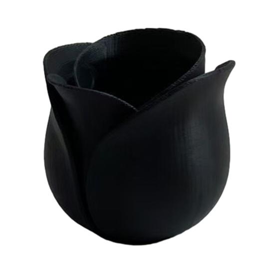 

3D-печатное кашпо в форме розы Мини-горшок для суккулентов, трав, маленьких растений Милый крошечный горшок для кактуса для офиса, дома, рабочего стола, подоконника, садового декора чёрный