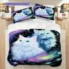 Katzenmuster Bettwäsche Steppdecke Set Bettbezug Kissenbezug Heimdekoration Geburtstagsgeschenk (1 Bettbezug + 2 Kissenbezüge, ohne Füllung)