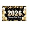 Black Gold 2026 New Year Backdrops Colorful Balloon Photo Background Party Background  Photo Studio
