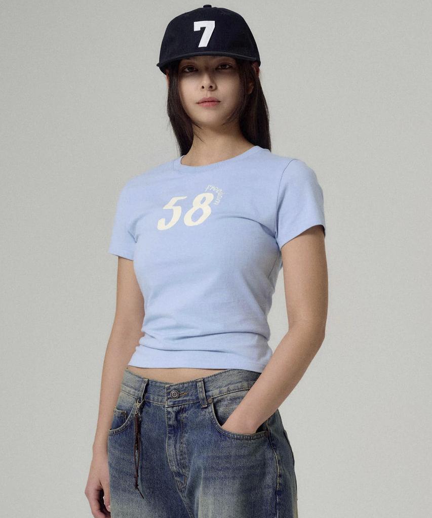 TAKEASY Women'S No. 58 Logo Short Sleeve (Sky Blue)