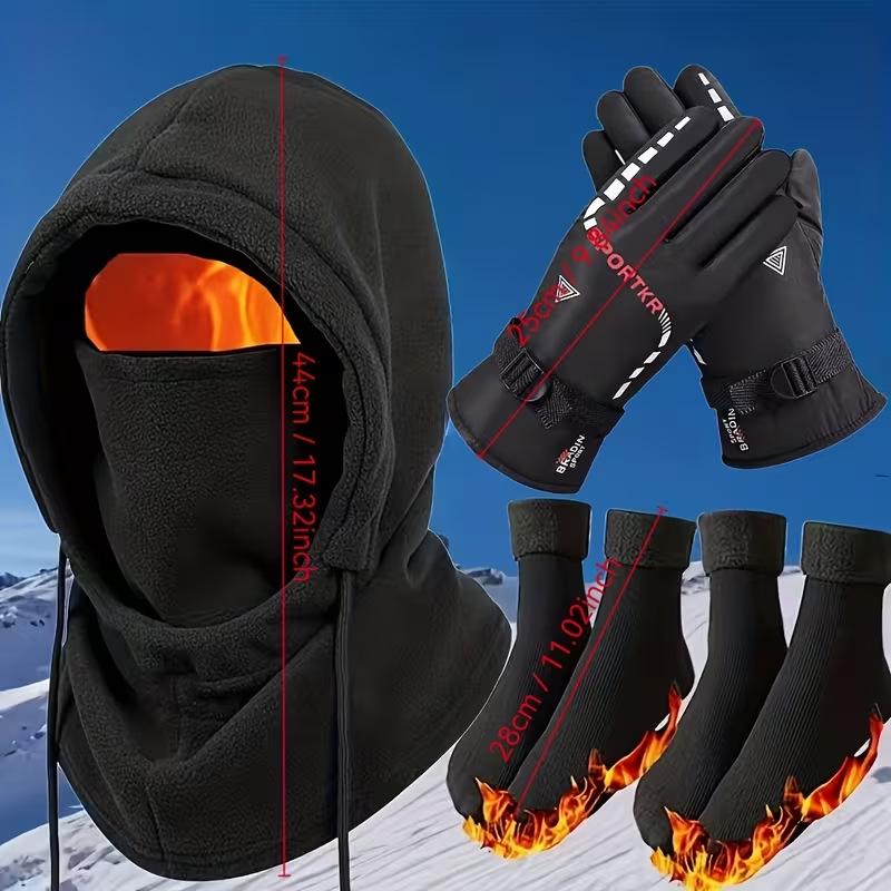 Autumn/Winter 3-4 Piece Cold-Protection Set: Hat, Gloves, Socks for Warmth