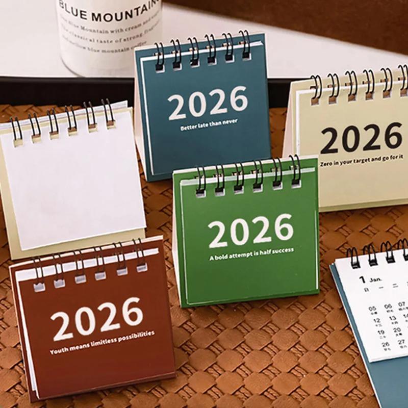 2026 Mini Simple Desk Calendar Creative Spiral-Bound Calendar for Desktop Decoration & Office Stationery Small Desk Calendar
