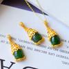 Traditional Chinese Gold Plated Hetian Jade Pixiu Necklace Spinach Green Pendant
