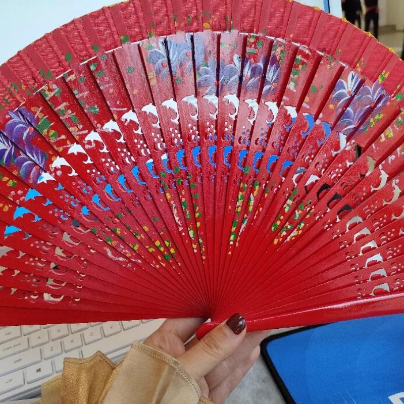 1 Stück Faltfächer zum Tanzen Holz Spanisch Handgefertigt Gastgeschenk Dekoration Heimschmuck Handwerk Chinesischer Fächer