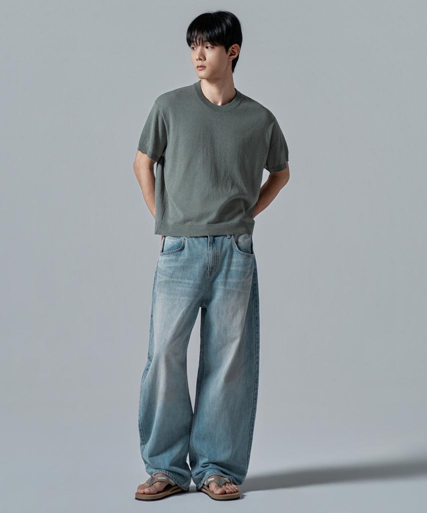 WAAR M1092 Airy Round Knit_Sage Green