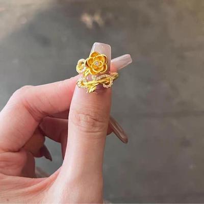 Vietnam Gold Sand Leichter Luxus Rose Wickelring für Damen - Modischer Floral Schlichter Schmuckring