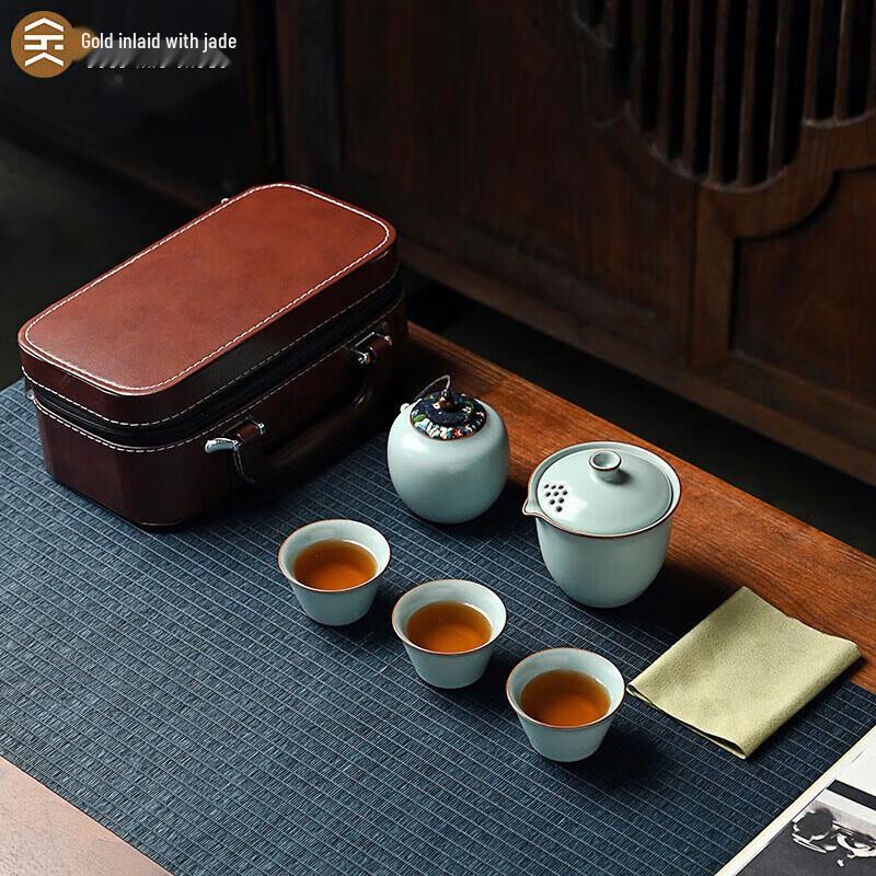 

Portable Ceramic Kung Fu Tea Set - Ru Kiln Style