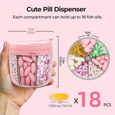 Portable Pill Dispenser Bottle Vitamin Organizer with 7 Compartments Large Capacity Anti-Mixing Wide Openings Design Easy To Use