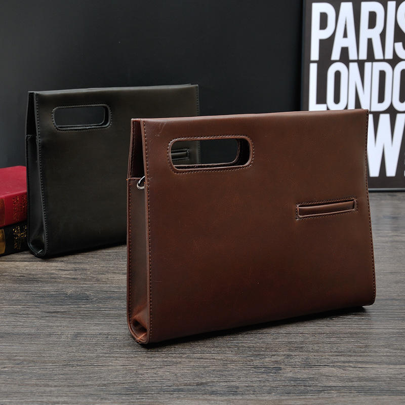 Men's One-shoulder Crossbody Bags Korean Retro Business Casual Car Stitching Waterproof Zipper Handbag