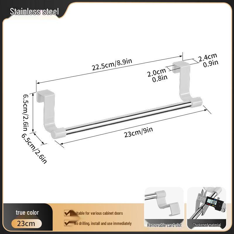 Stainless Steel Multi-Purpose Over-the-Door Towel Rack and Dishcloth Hanger
