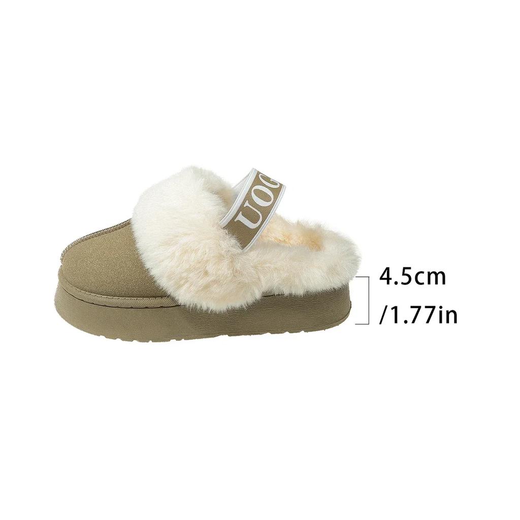 Classic Warm Plush Anti Slip Flat Bottom Shoe Womens Home Outdoor Cover Head Slippers Winter Matsuke Snow Boots