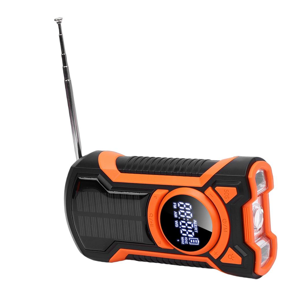 Emergency Hand Crank Radio Water Proof Bluetooth Solar Powered Weather Radio with 5000mAh LED Flashlight for Outdoor