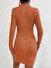 2025 Euro-American Autumn/Winter Women's Knitted Lapel Zipper Waist-Cinching Long-Sleeve Hip-Wrap Dress