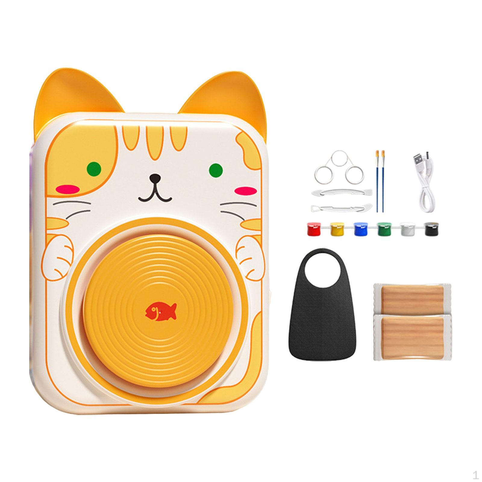 

Детский гончарный круг DIY Clay Maker Modeling Painting Kit Sculpting Tools for Home Cat Shaped