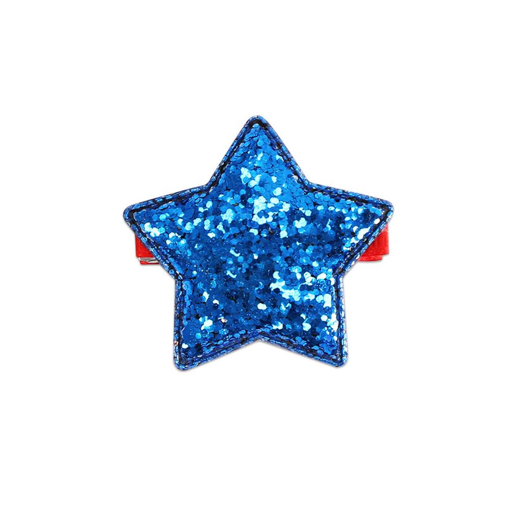 Children's Five-pointed Star Hairpin Independence Day Party Decoration Accessories Red Blue Sequin Star Hairpin