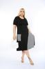 Women's Big Size Dress Cross Detailed Single Pocket Knee Length Short Sleeve Midi Length Stylish Summer Combed Cotton Dress