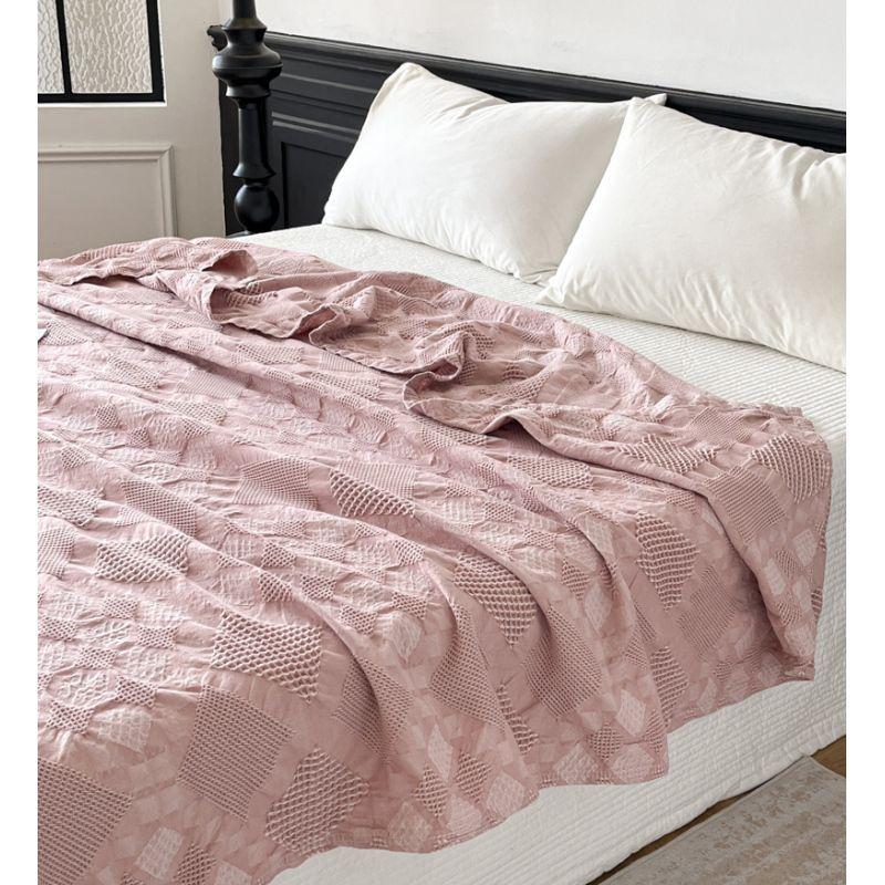 Plaid Cotton Gauze Blankets For Beds Summer Breathable Quilt Blanket Bed Sheet Bedspread Sofa Cover Throw Blankets Dusty Pink