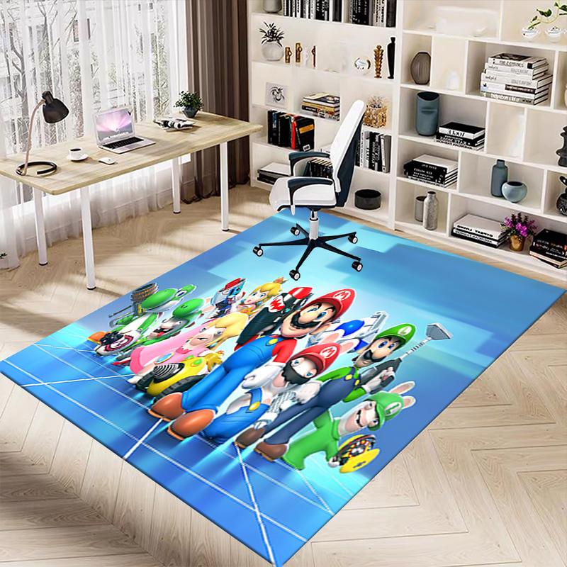 1pc Super Mario Bros Team Carpet for Playroom Bedroom Living Room Sofa Home Decor,kids Game Area Rug Non-slip Floor Mat Y72914
