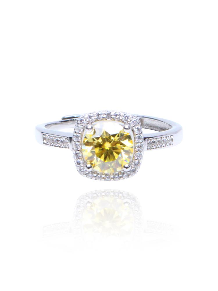 Bien Vetu Yellow Moissanite Ring 1 Carat Square Pavé 126