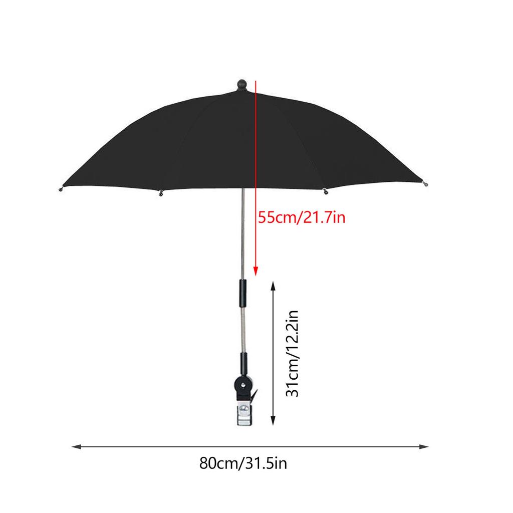 D5 Adjustable Sun Umbrella Chair With Clip Baby Stroller Sunshade Umbrella (Umbrella Height 55cm Can Cover A Diameter Of 83cm)