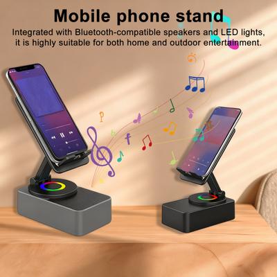 Handyständer Handyhalterung mit kabellosem Bluetooth-kompatiblem Lautsprecher & LED-Basis Surround-Sound Handyhalter für IPhone Zuhause Außenbereich