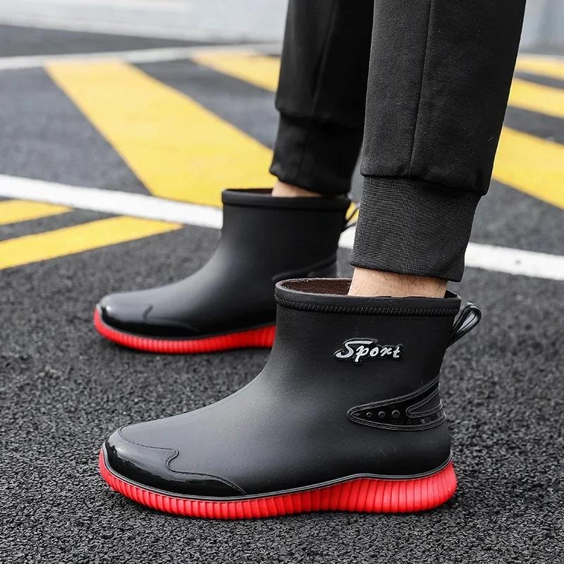 

Мужские дождевые туфли Plus Velvet Keep Warm Средний ствол Удобные износостойкие нескользящие модные дикие водонепроницаемые зимние основные Push 43