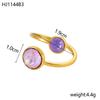 CARLIDANA Delicate Round Zirconia Stainless Steel Gold Color Adjustable Fashion Open Ring High Quality Chic Women Jewelry