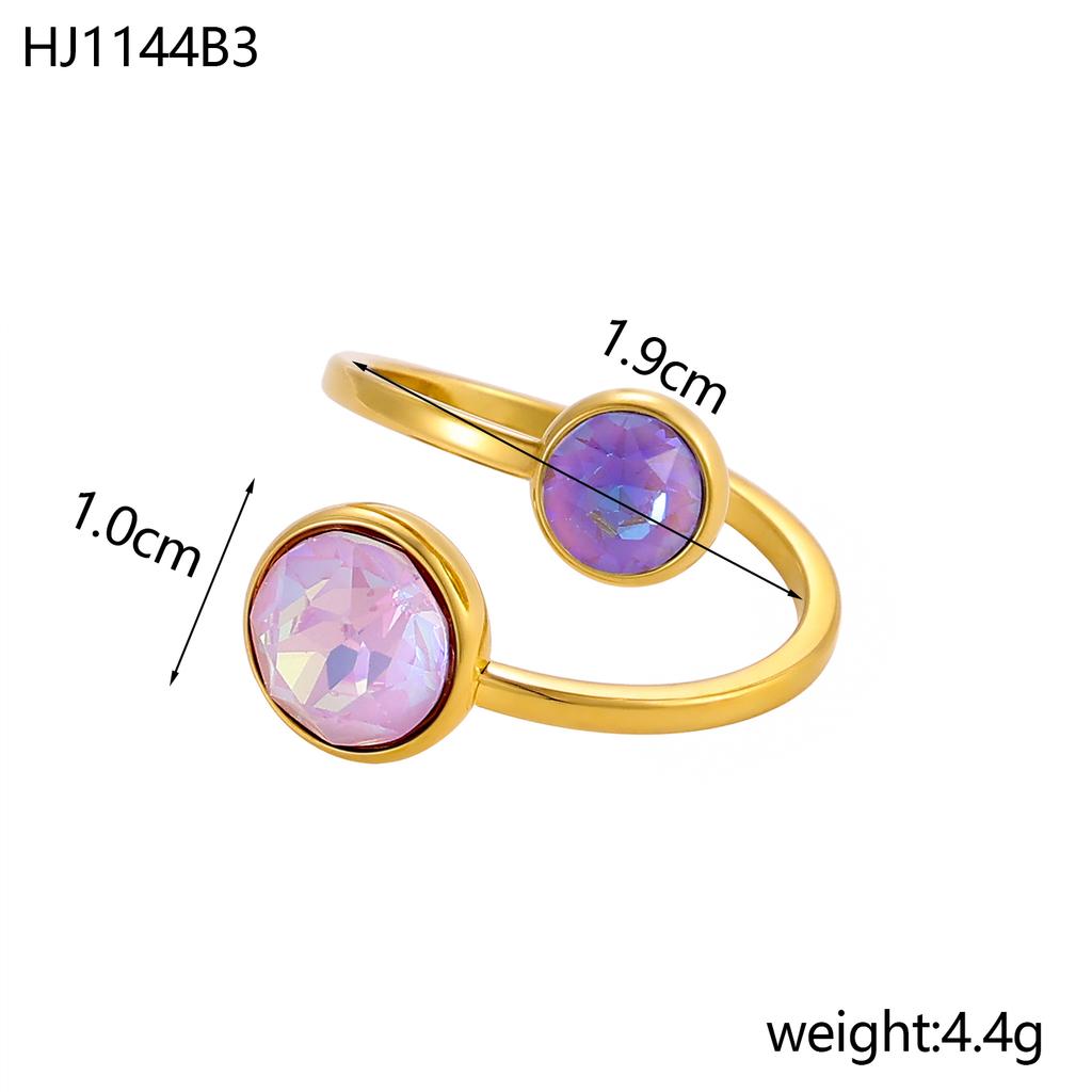 CARLIDANA Delicate Round Zirconia Stainless Steel Gold Color Adjustable Fashion Open Ring High Quality Chic Women Jewelry