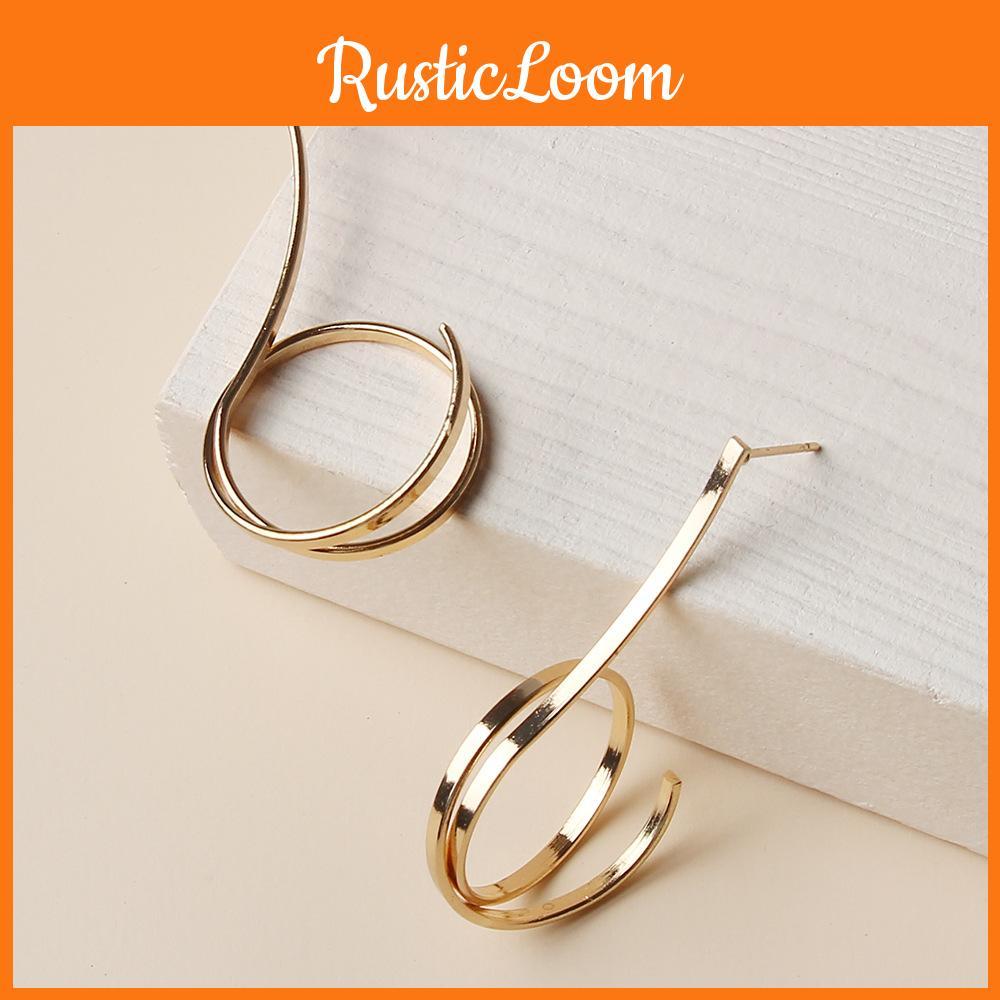 Geometric Metal Hoop Earrings For Women With Electroplated Finish In Gold Style Jewelry Gift