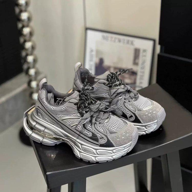 European Station Dad Shoes Mesh Shoes Breathable Leather 2025 Autumn and Winter Velvet Platform Casual Sports Shoes Women's Shoes