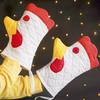 Heat Resistant Rooster Trim Oven Mitts Cotton Lined Kitchen Gloves Microwave Mitts  Cooking