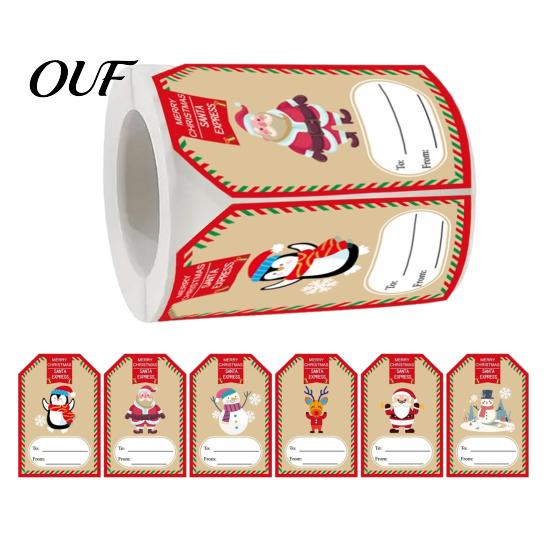 Present Sealing Stickers 250PCS/Roll Christmas Tags, Self Adhesive Labels with Writing Surface, Writable Seasonal Packaging for Decorative Envelopes