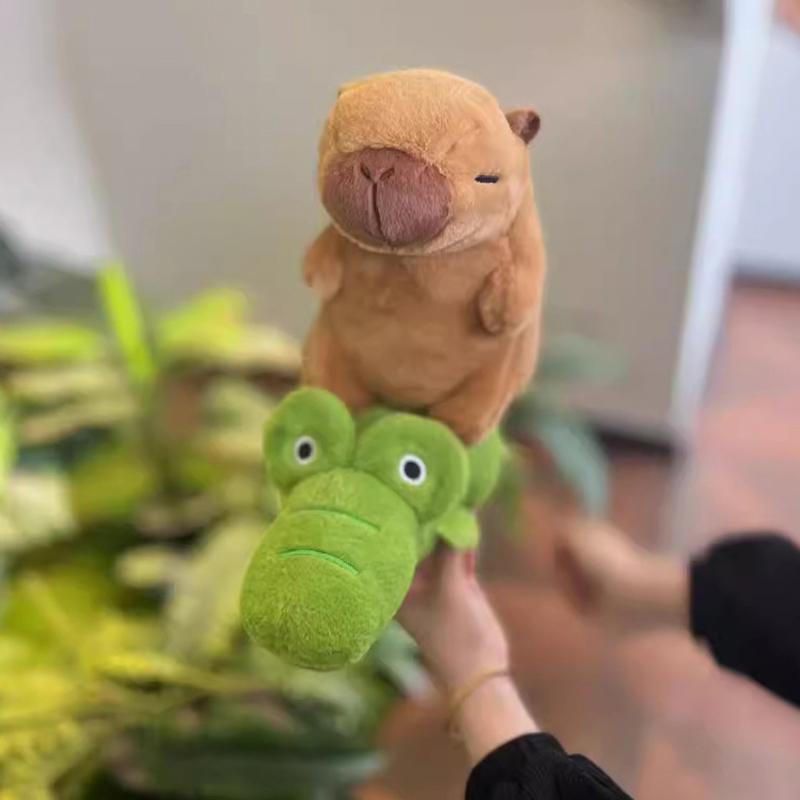 Riding Crocodile And Goose Capybara Plushie Soft Fuzzy Plush Toy Doll Capibara Toy Throw Pillow Birthday Gift Home Decora