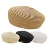 Solid Women's Straw Pillbox Hat Structured Crown Painter Hat New Round Dress Hat  Formal Occasions