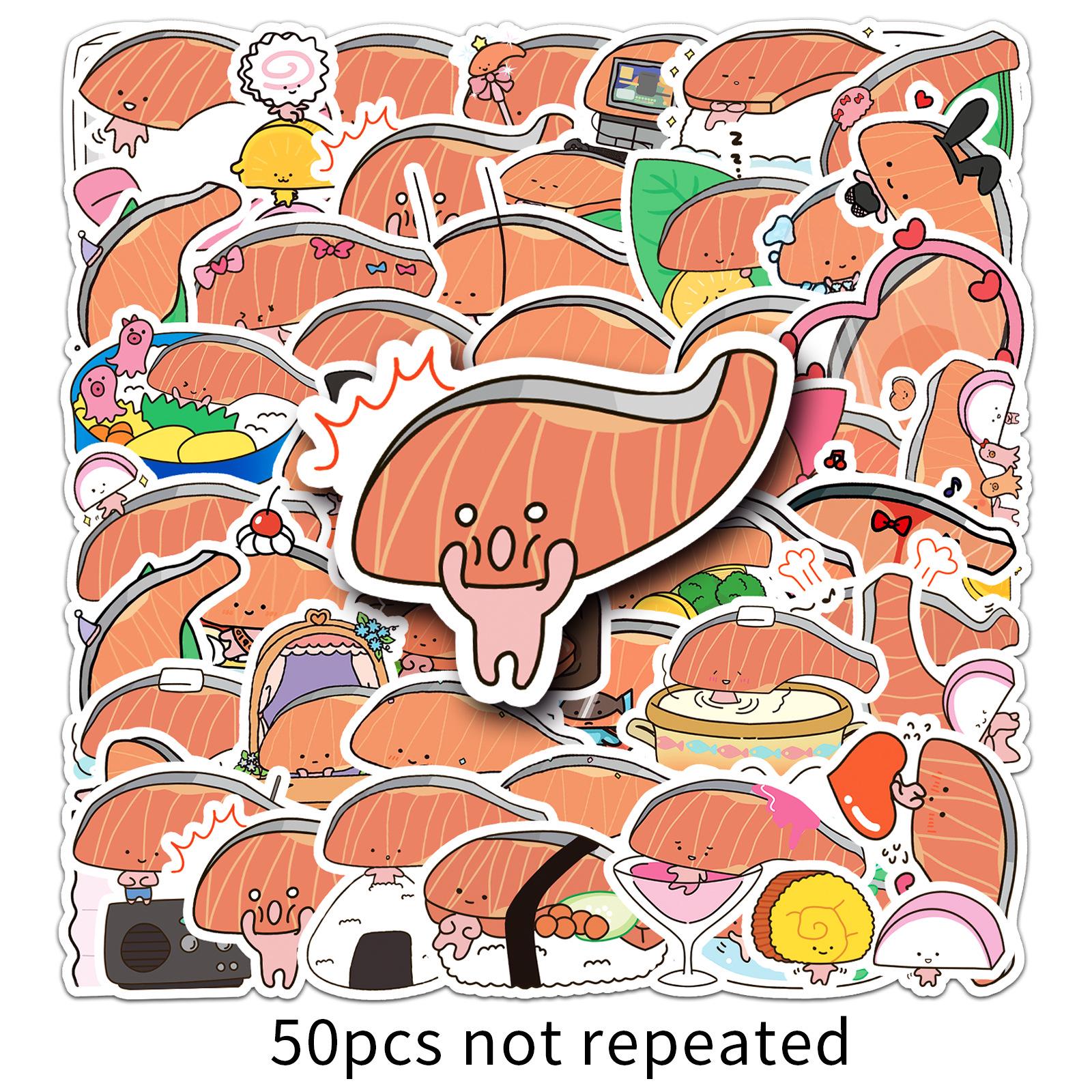 50-Pack Sanrio Kirimichan Salmon Stickers: Cute, Waterproof Cartoon Decorations