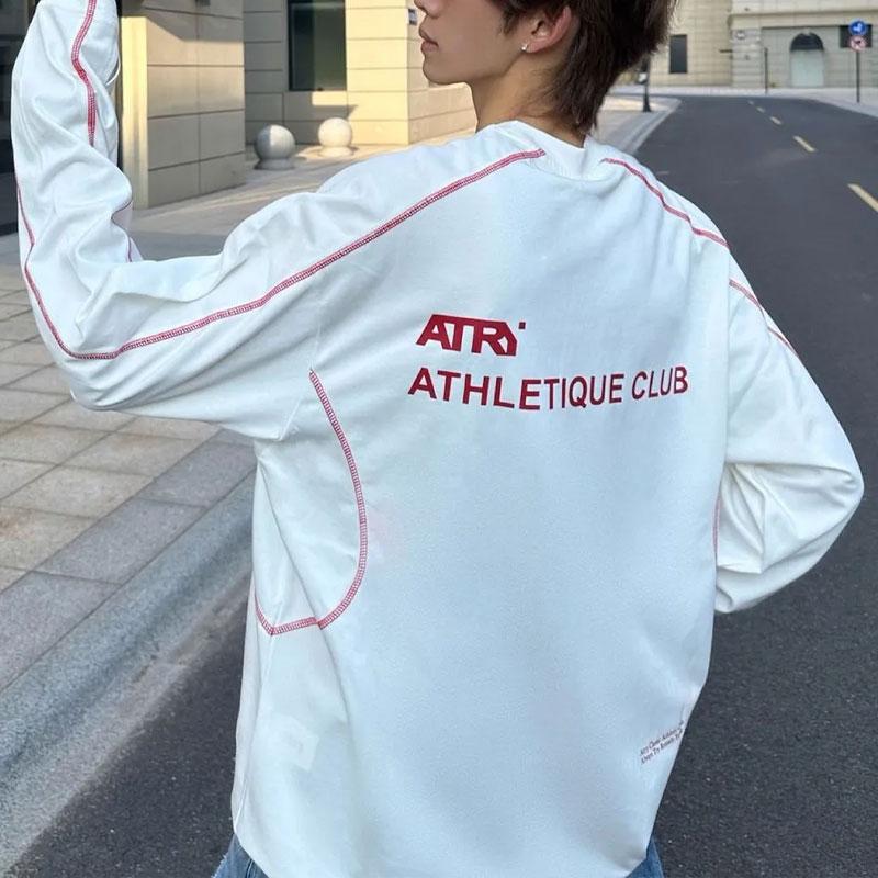 

Men s Contrast Stitch Letter Print Oversized Long Sleeve T-Shirt S белый