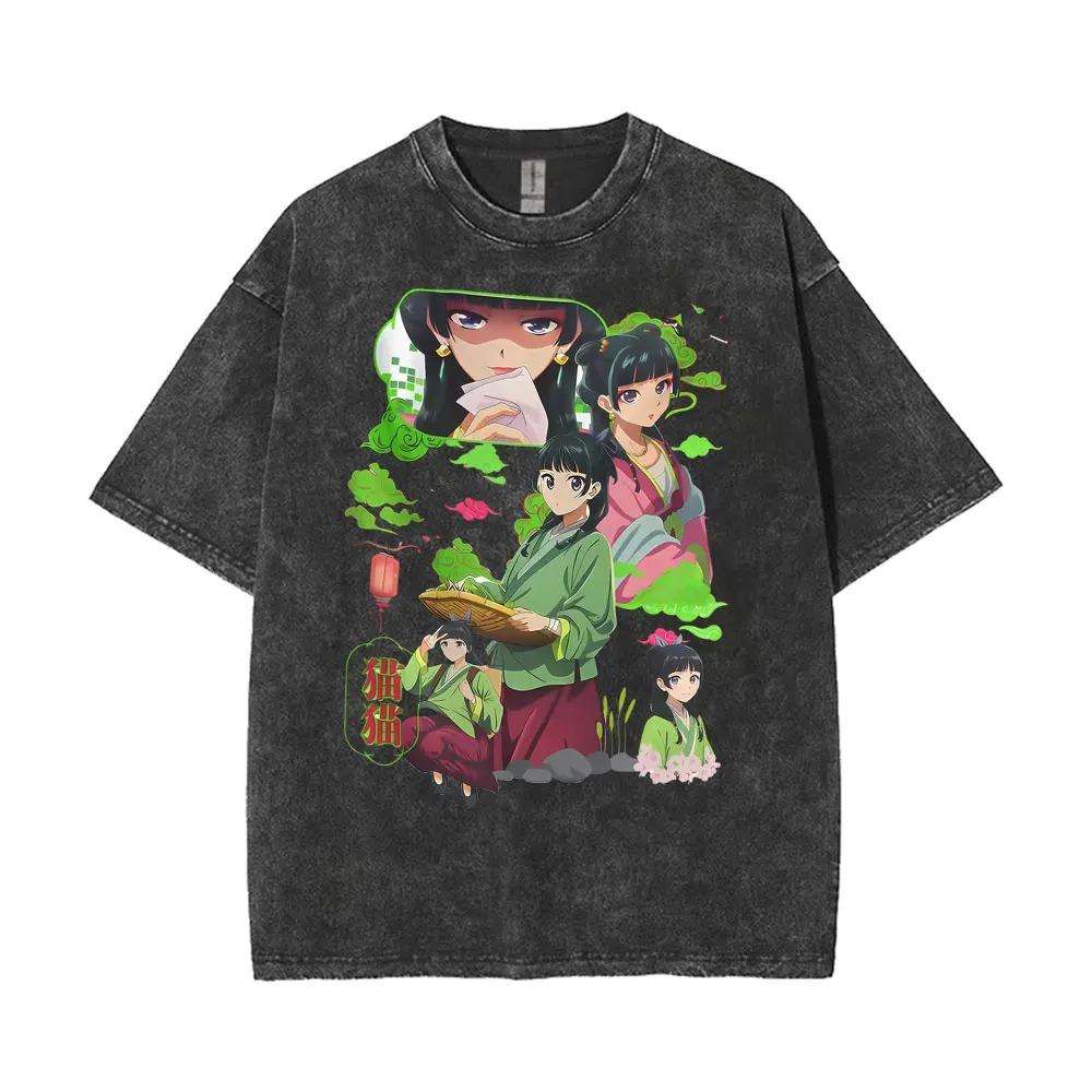 Anime skalbinti per dideli marškinėliai Mao Mao vaistinės dienoraščiai spausdinimas T marškinėlis Vyrai Moterys Gatvės mada Estetika Trumpomis rankovėmis Moteriški Vyriški drabužiai